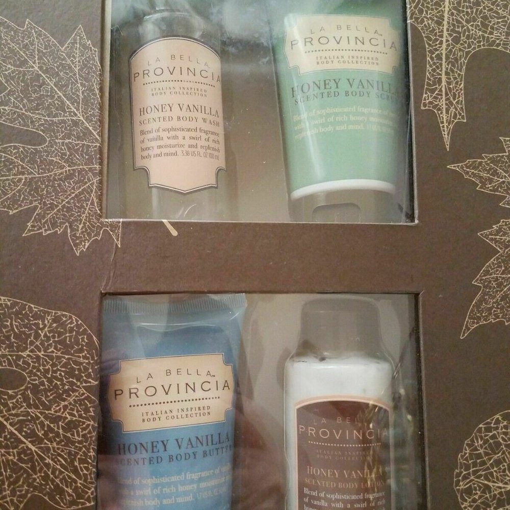 La Bella Provincia Honey vanilla Body Care Gift Set Wash Scrub Butter Lotion